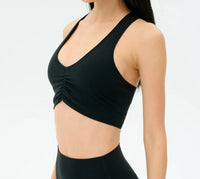 SPLITS59 Airweight Bra With Ruching in black - women's intimate - alternate view