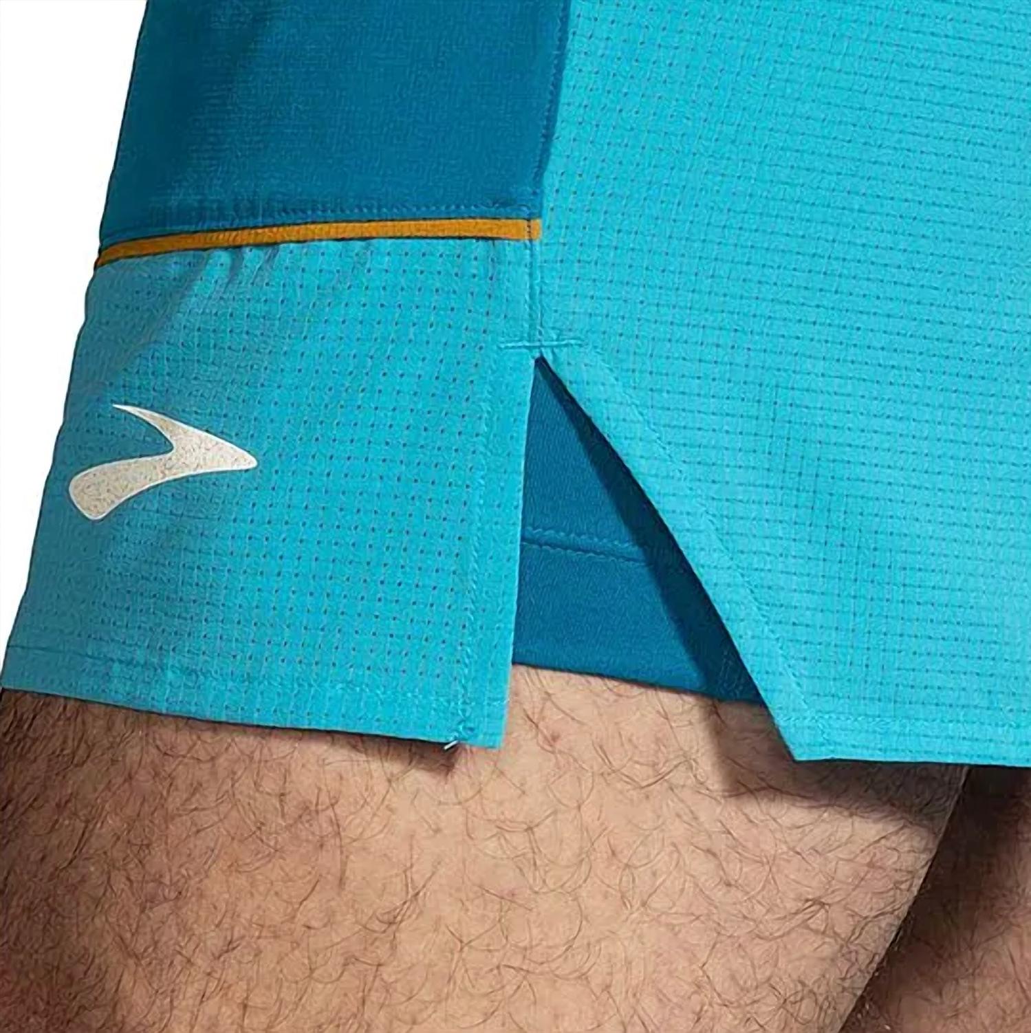 BROOKS Men's High Point 7" 2-in-1 Running Short in 1 running short in hyper blue mist pacific - men's shorts - view 7