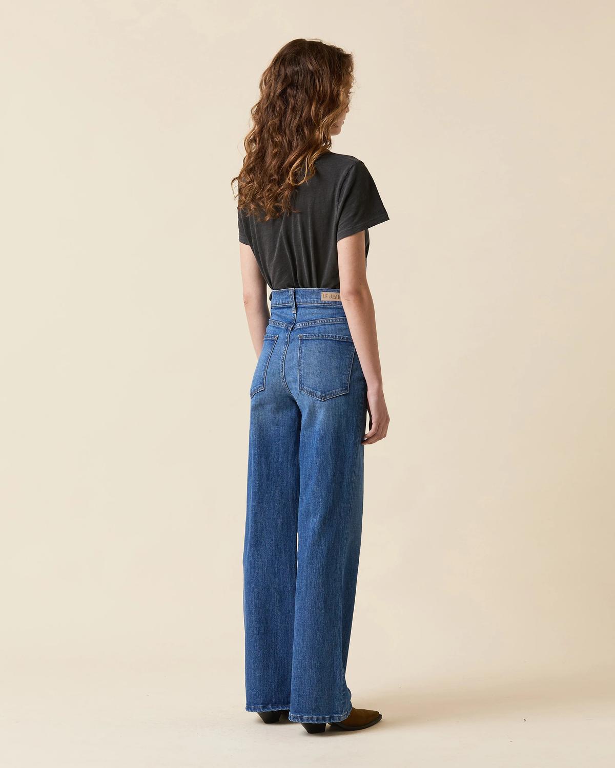 Le Jean Farrah Flare High Rise Jeans in bohemian blue 1 - women's jeans - alternate view