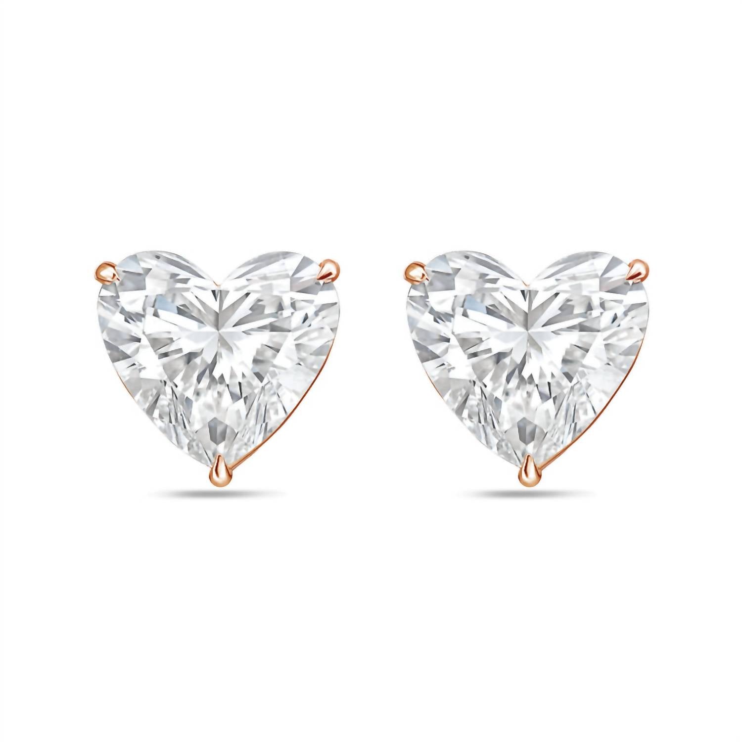 Diana M Jewels - Women's Heart Lab-grown Diamond Stud Earrings (3.00 Tcw) - Signature