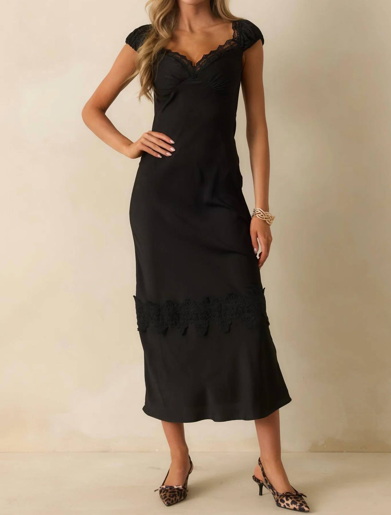 Minkpink - Lace Trim Momento Bias Midi Dress