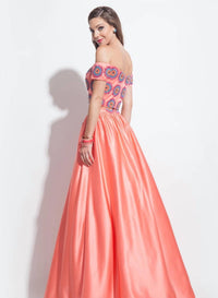 Rachel Allan - Matte Satin Beaded Bodice Two-piece Prom Gown