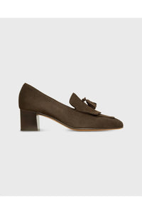 Ann Mashburn Women's Kilt Heel in chocolate suede - women's heels