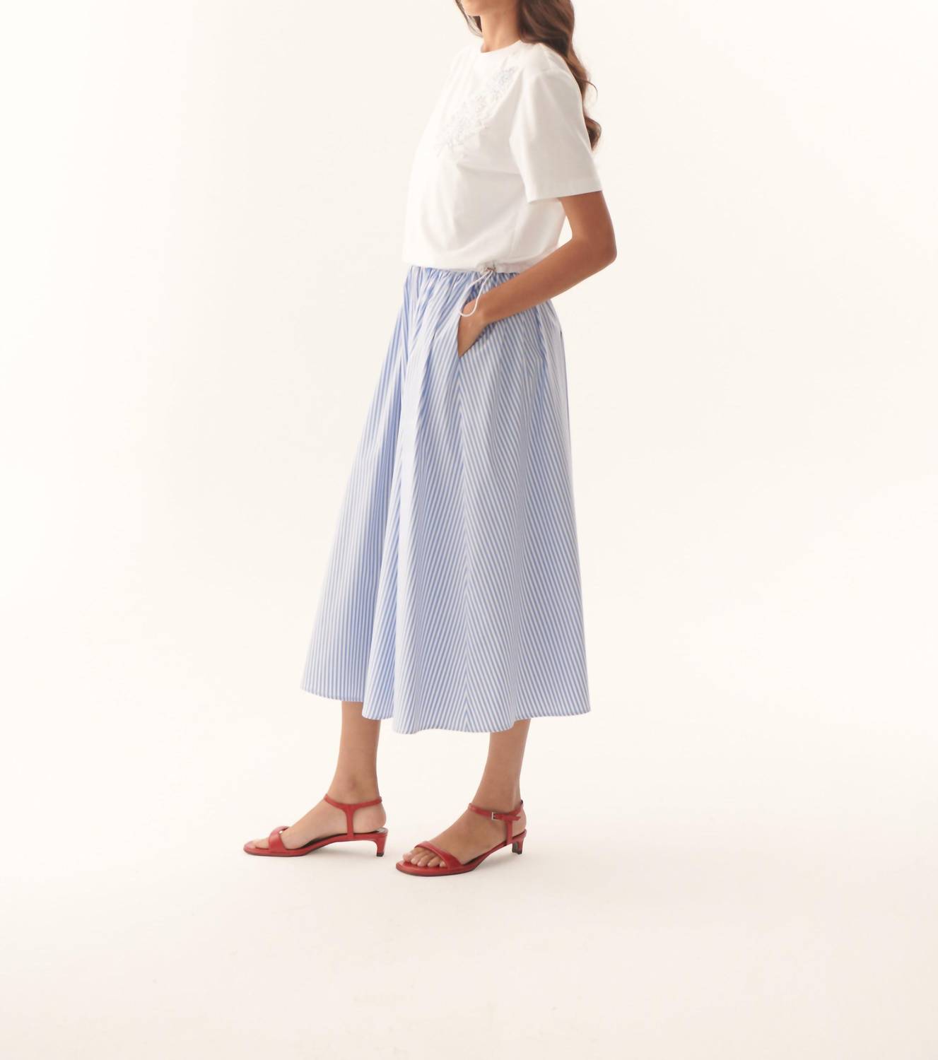 EXQUISE Kaylee K Dress in white blue - women's dress - detail view