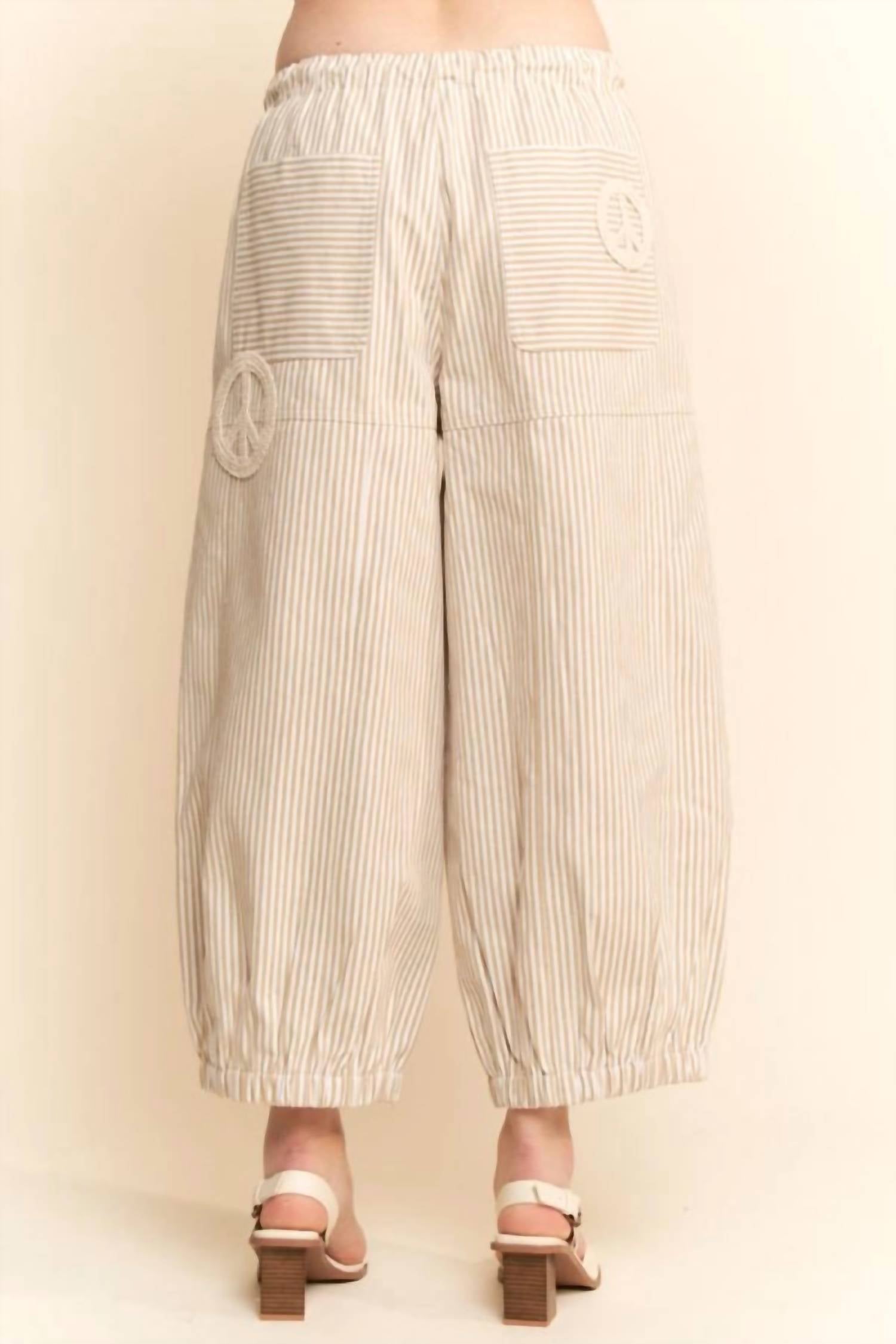 Davi & Dani - Peace Sign Pinstripe Palazzo Pants