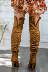 Surelymine - Women's Unmatchable Pointy Slouchy Knee And Thigh High Boots