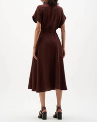 Joseph Ribkoff - Belted Linen Midi Fit And Flare Dress