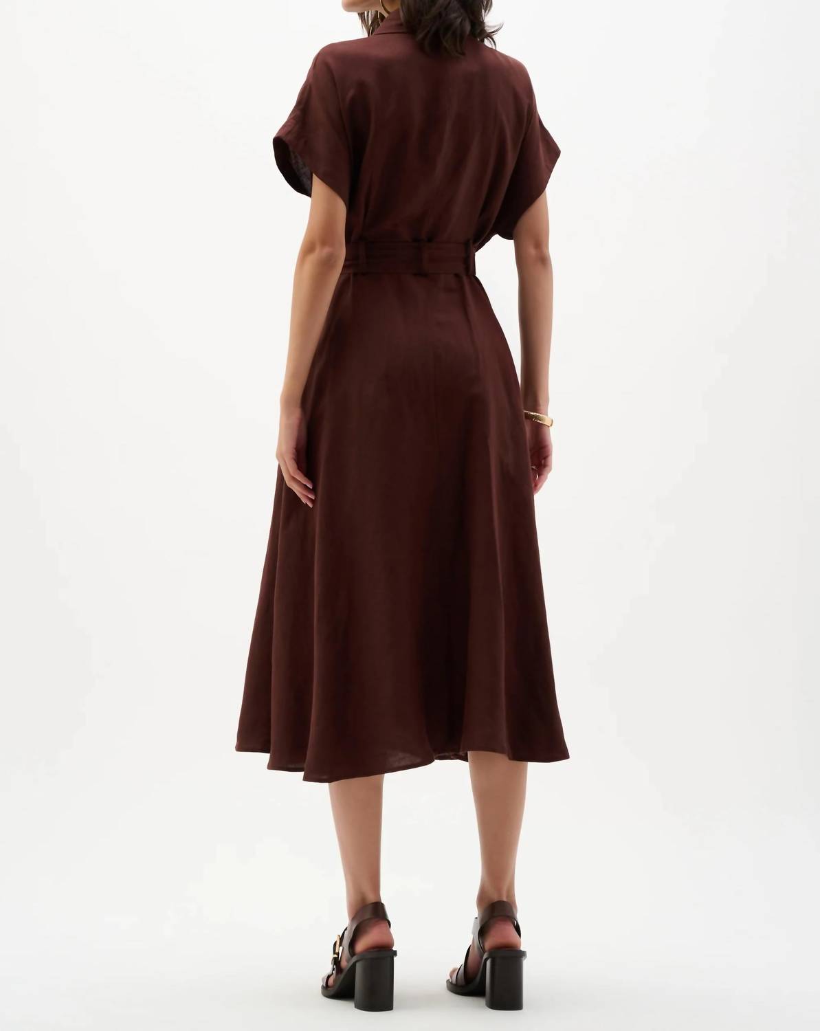 Joseph Ribkoff - Belted Linen Midi Fit And Flare Dress