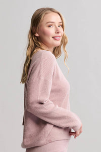 Barefoot Dreams - Cozychic Lite Ribbed V Pullover With Back Tie