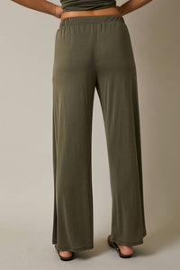 GILLI Elastic Waist Drawstring Wide Leg Pants in olive - women's pants - alternate view