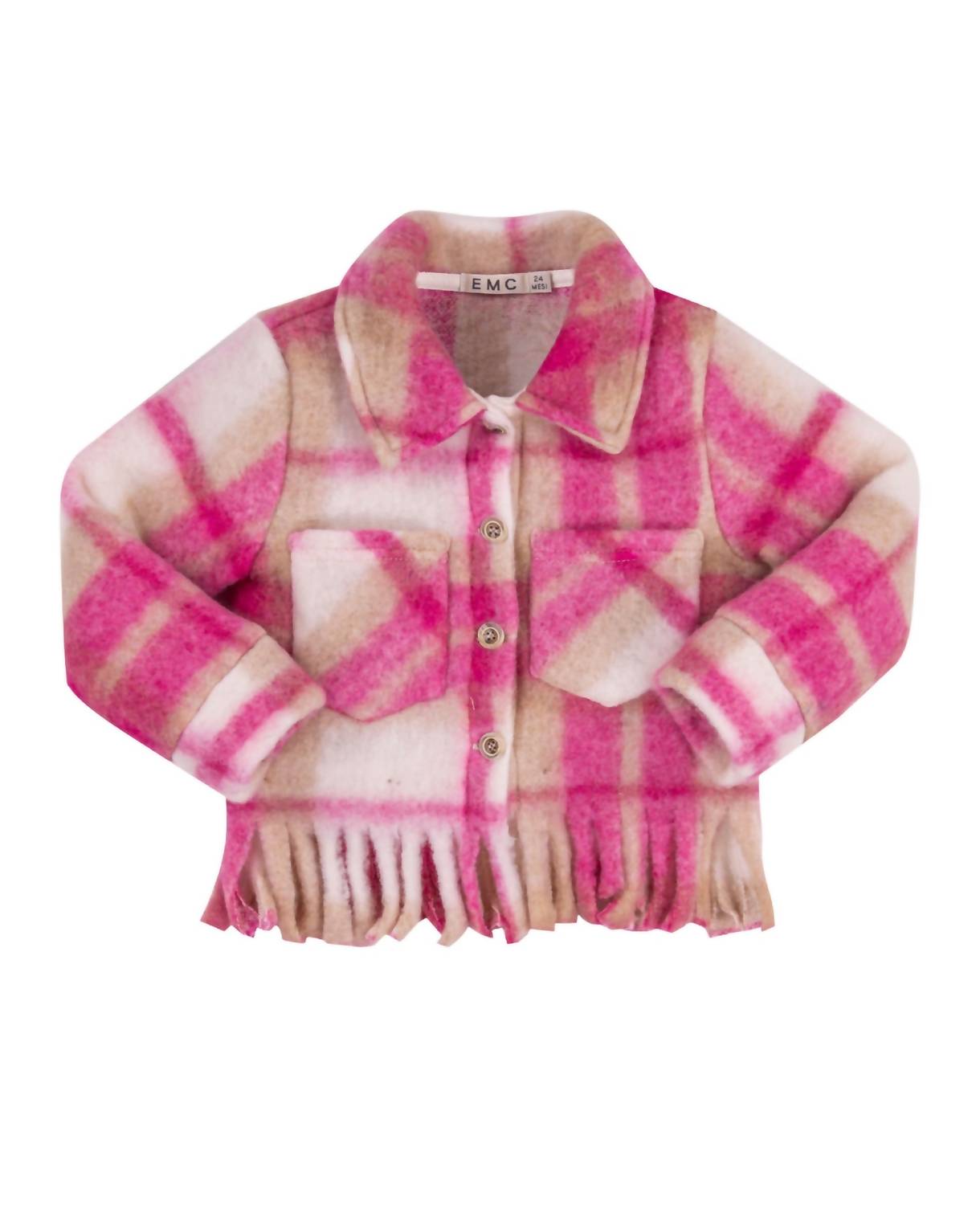 Emc - Kid's Fringe Felted Check Jacket