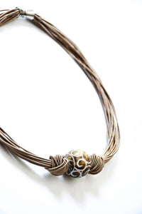 Sea Lily - Women's Necklace With Large Carved Jade Bead