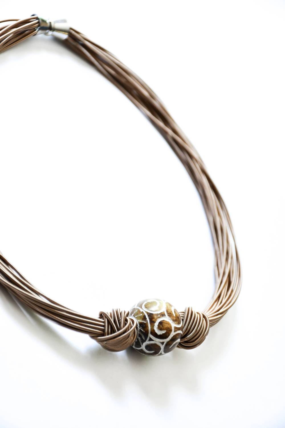 Sea Lily - Women's Necklace With Large Carved Jade Bead