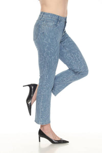 Joseph Ribkoff Animal Pattern Straight Jeans in blue denim - women's jeans - alternate view