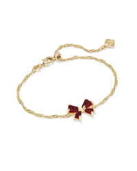 Kendra Scott Women's Blair Bow Small Chain Bracelet in gold bright red drusy - women's jewelry - detail view