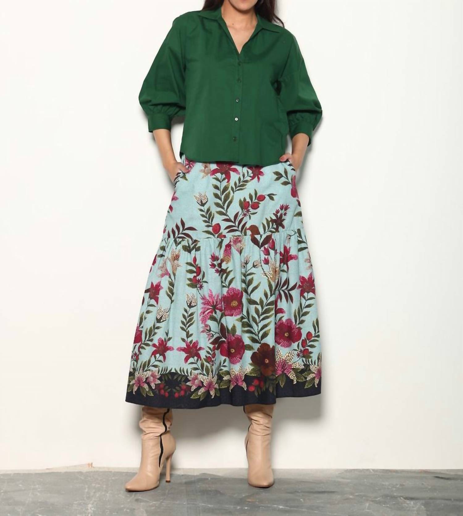 Maude Kyra Top in midnight mosaic - women's blouse
