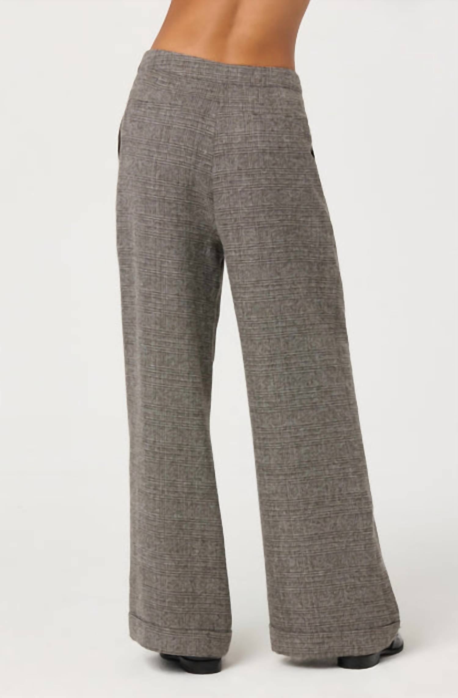 ASTR Lanie Relaxed Tweed Trousers in grey plaid 1 - women's pants - detail view