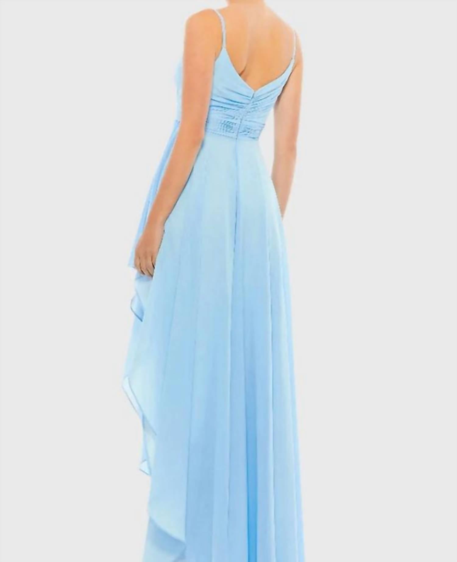 Mac Duggal - Asymmetrical Hem Chiffon Maxi Dress