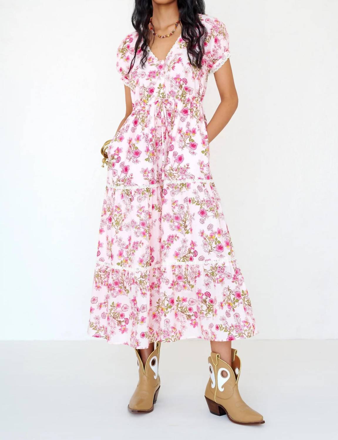 BANJANAN Poppy Dress in pink multi - women's dress