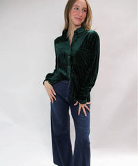 Vanilla Monkey - Textured Velvet Button-down Shirt - Plus