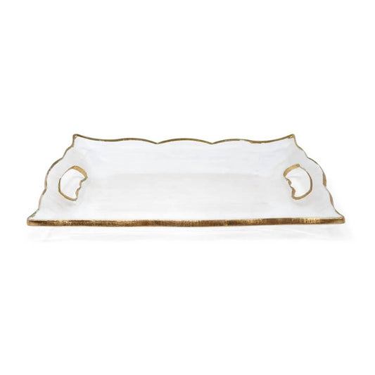 Vivience - Medium Rectangular Glass Tray With Handles And Rim