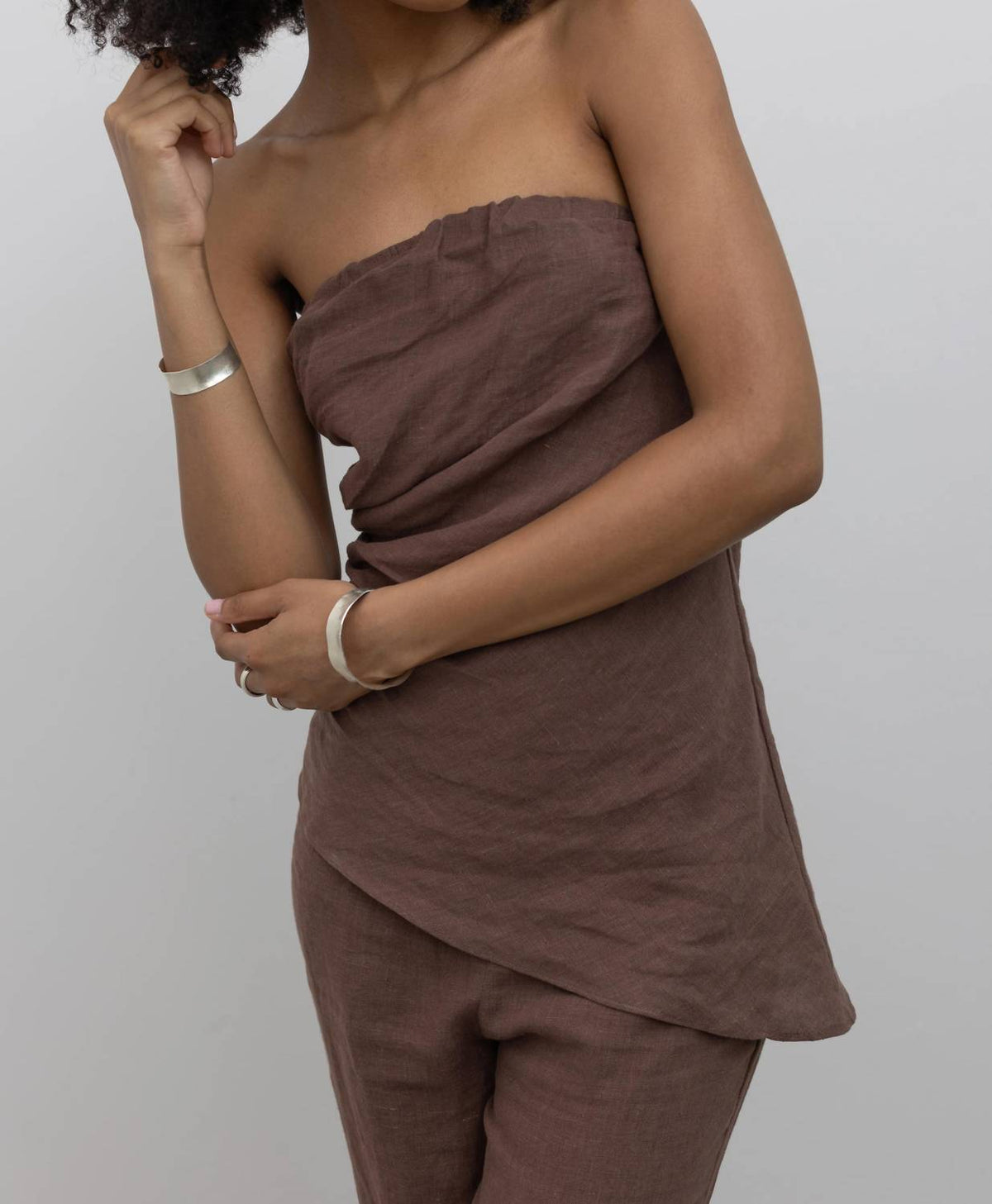 Collective - Draped Strapless Linen Top