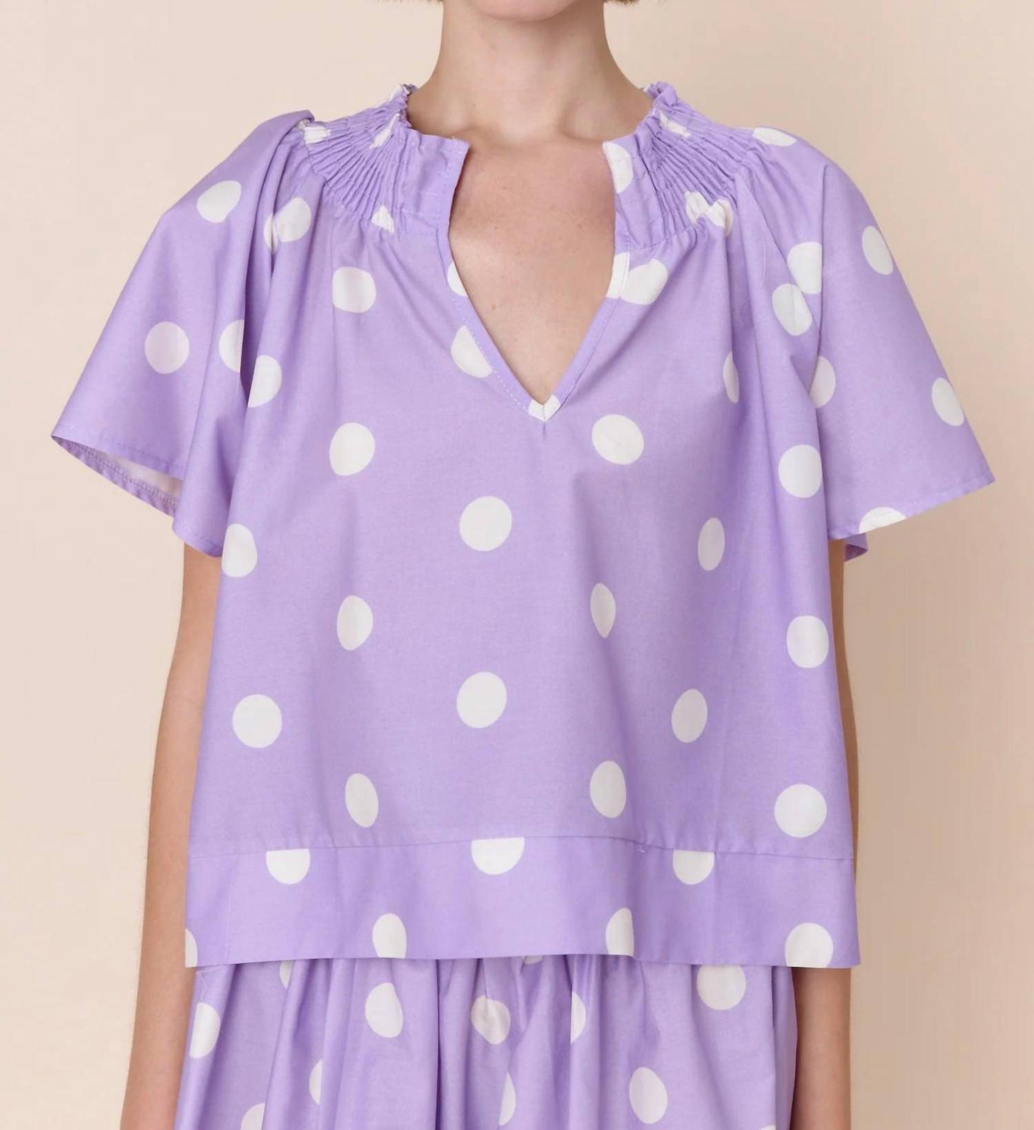 Sofia - Natalie Smocked Neck Blouse