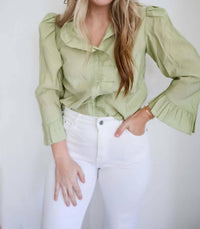 English Factory - Long Sleeve Ruffle Blouse