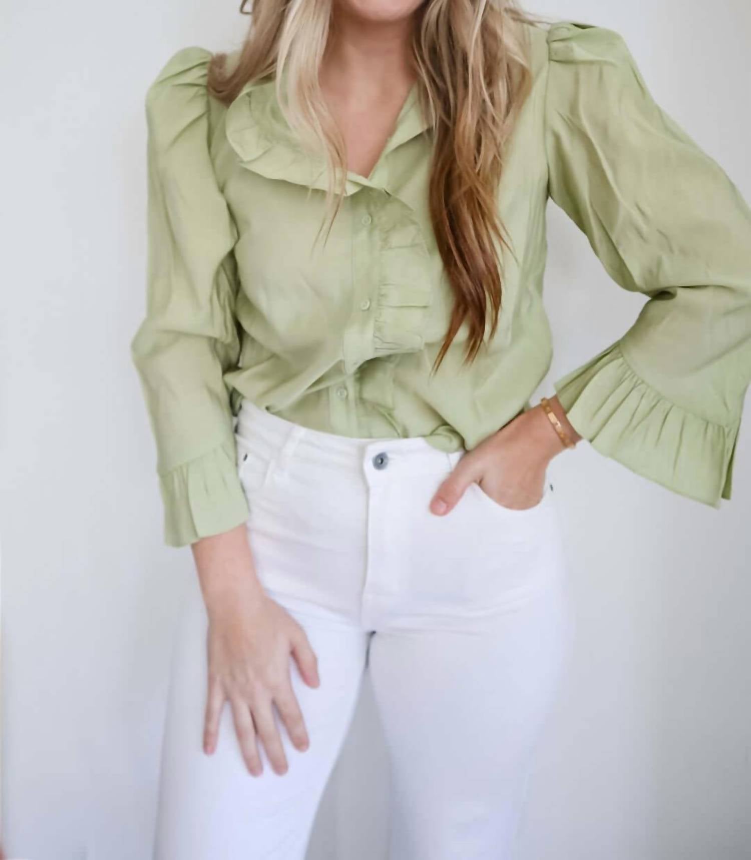 English Factory - Long Sleeve Ruffle Blouse