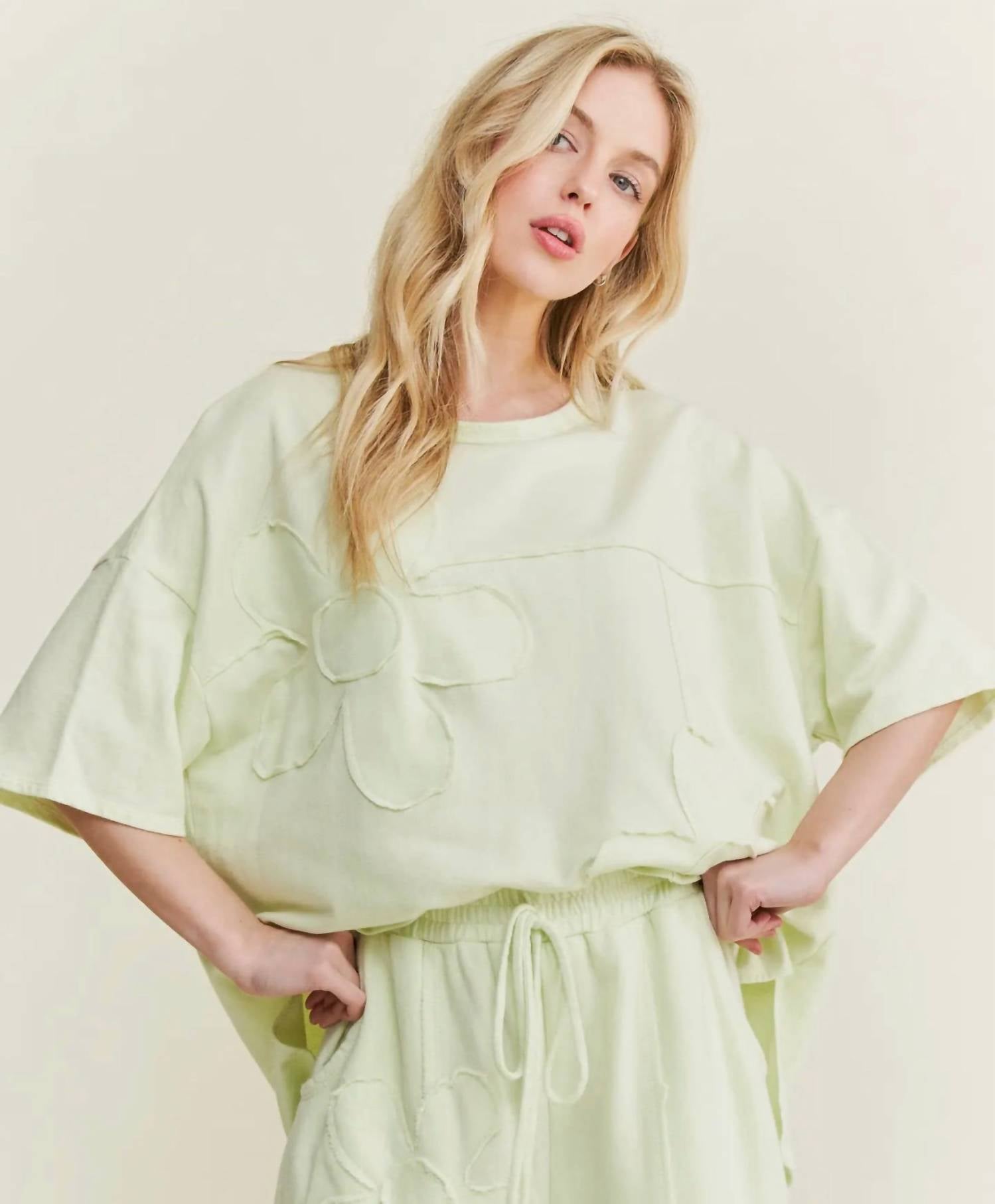 J.Her - Cotton French Terry Double Flower Patch Top