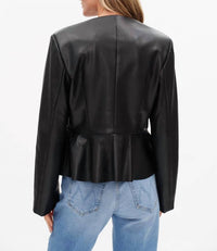 Six/Fifty - Monica Faux Leather Peplum Jacket
