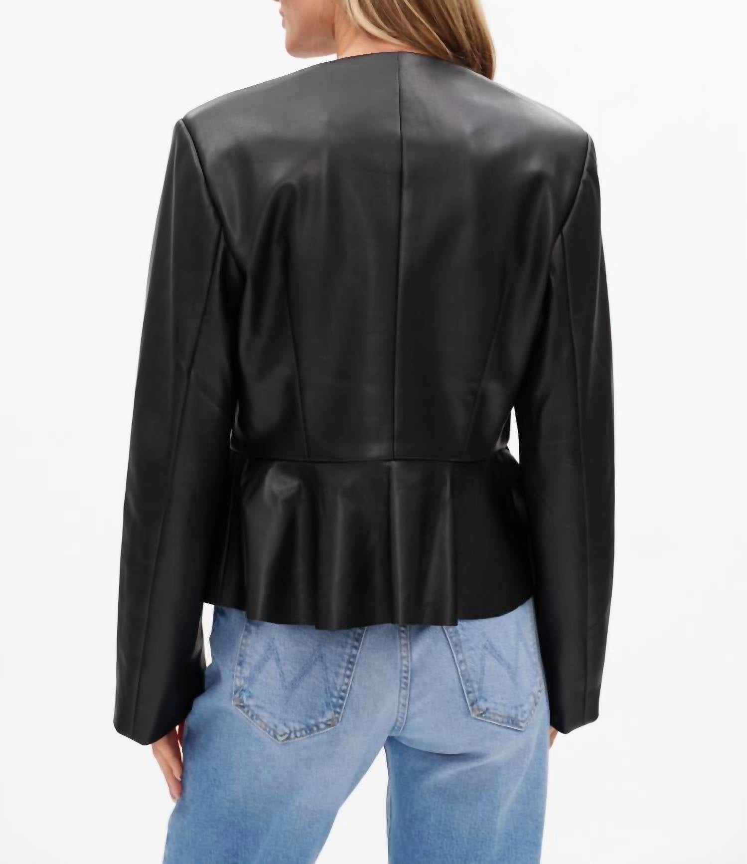Six/Fifty - Monica Faux Leather Peplum Jacket