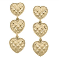 Canvas Style - Women's Linked Quilted Heart Statement Earrings
