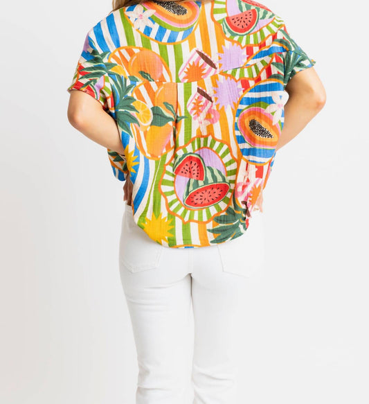 Karlie - Tropical Island Fruit Vneck Top