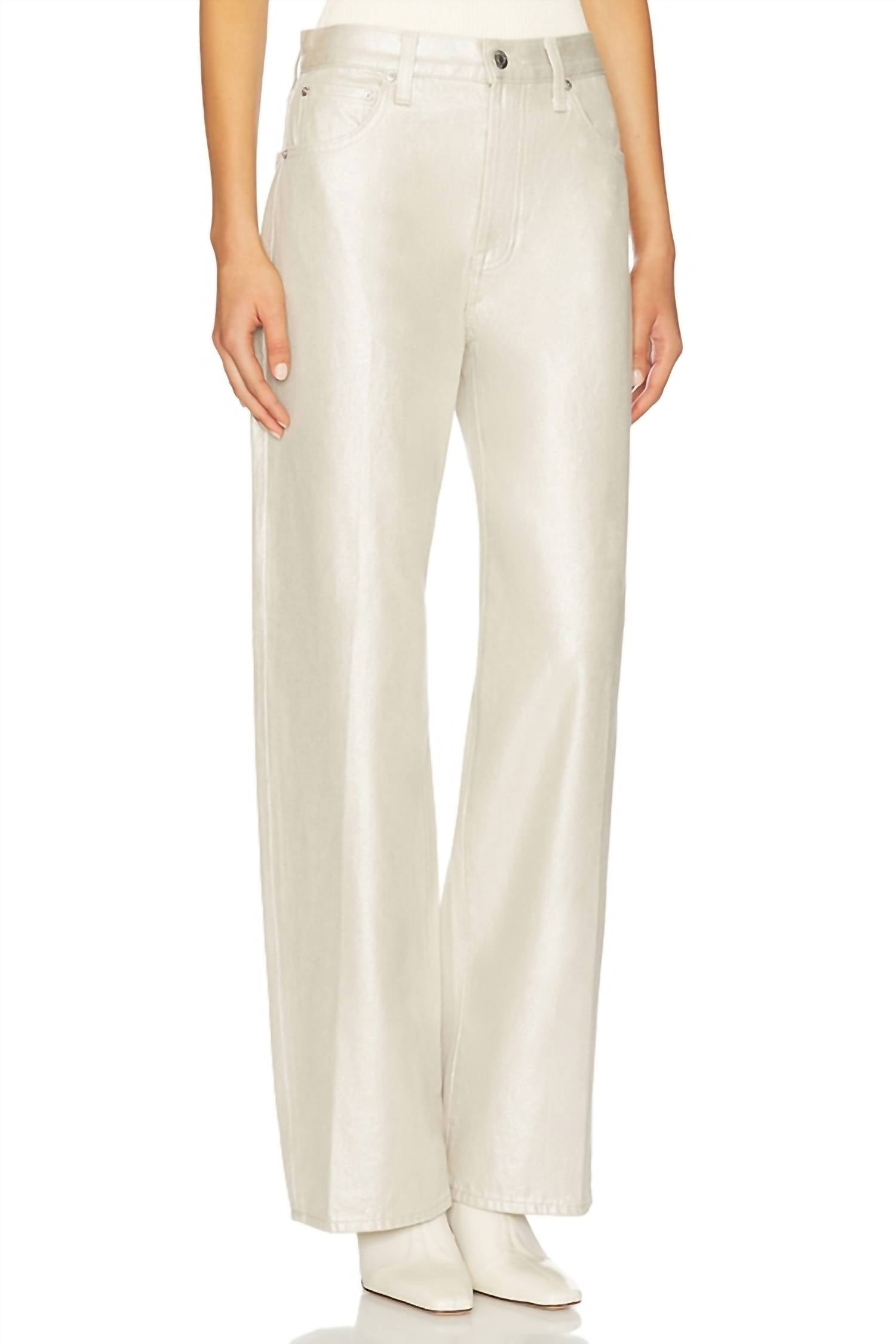 PISTOLA Tate High Rise Bowed Wide Leg Jeans in champagne luster 1 - women's jeans - detail view