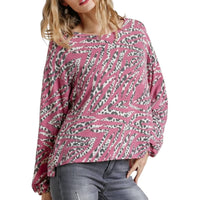 Umgee - French Terry Animal Print Top