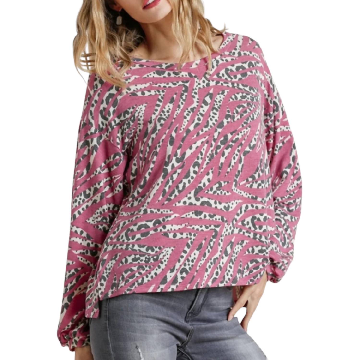 Umgee - French Terry Animal Print Top