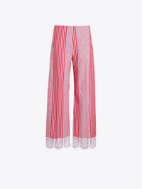 Vilagallo - Lace At The Hem Striped Trousers