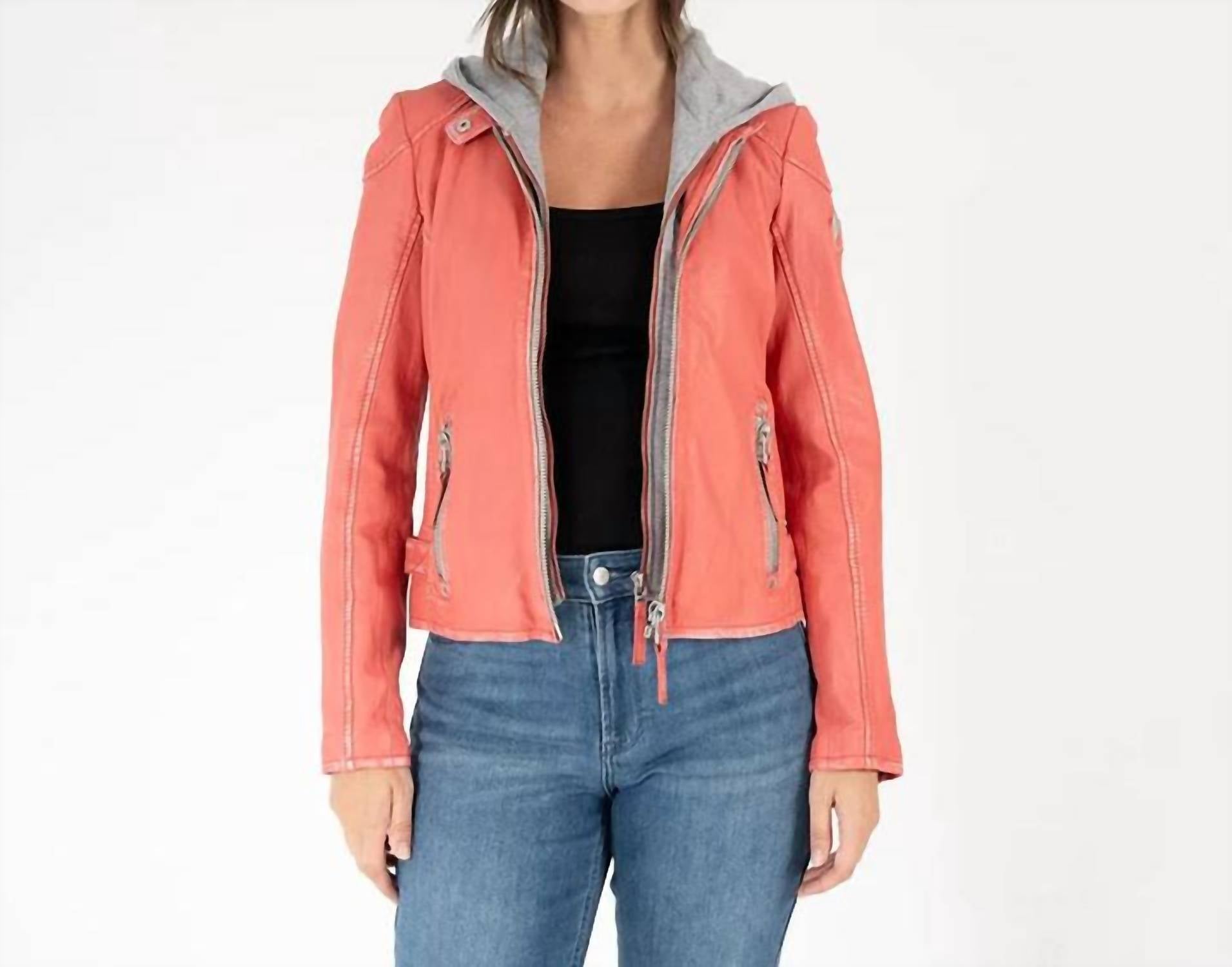 Mauritius - Hoodie Insert Leather Jacket