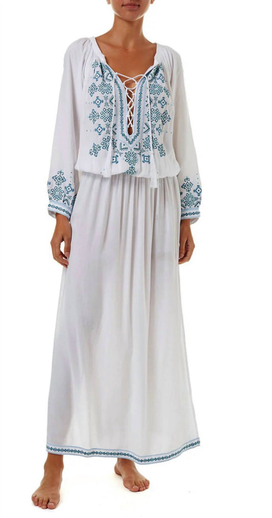 Melissa Odabash - Sienna Embroidered 3/4 Sleeve Maxi Dress