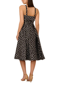 Adrianna Papell - Polka Dot Halter Neck Midi Dress