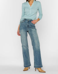 Velvet Heart Christella Henley Top in blue mist - women's long sleeve top - view 7