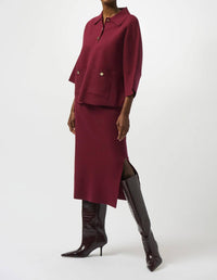 Joseph Ribkoff - Sweater Knit Boxy Pullover With Polo Collar