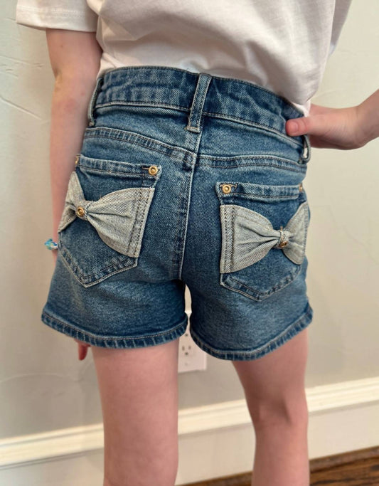 Tractr - Girl's Bow-back Denim Shorts