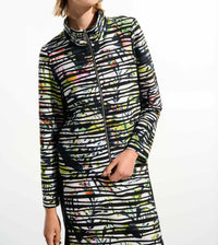 Joseph Ribkoff - Cascade Knit Tropical Jacket with Contrast Panel