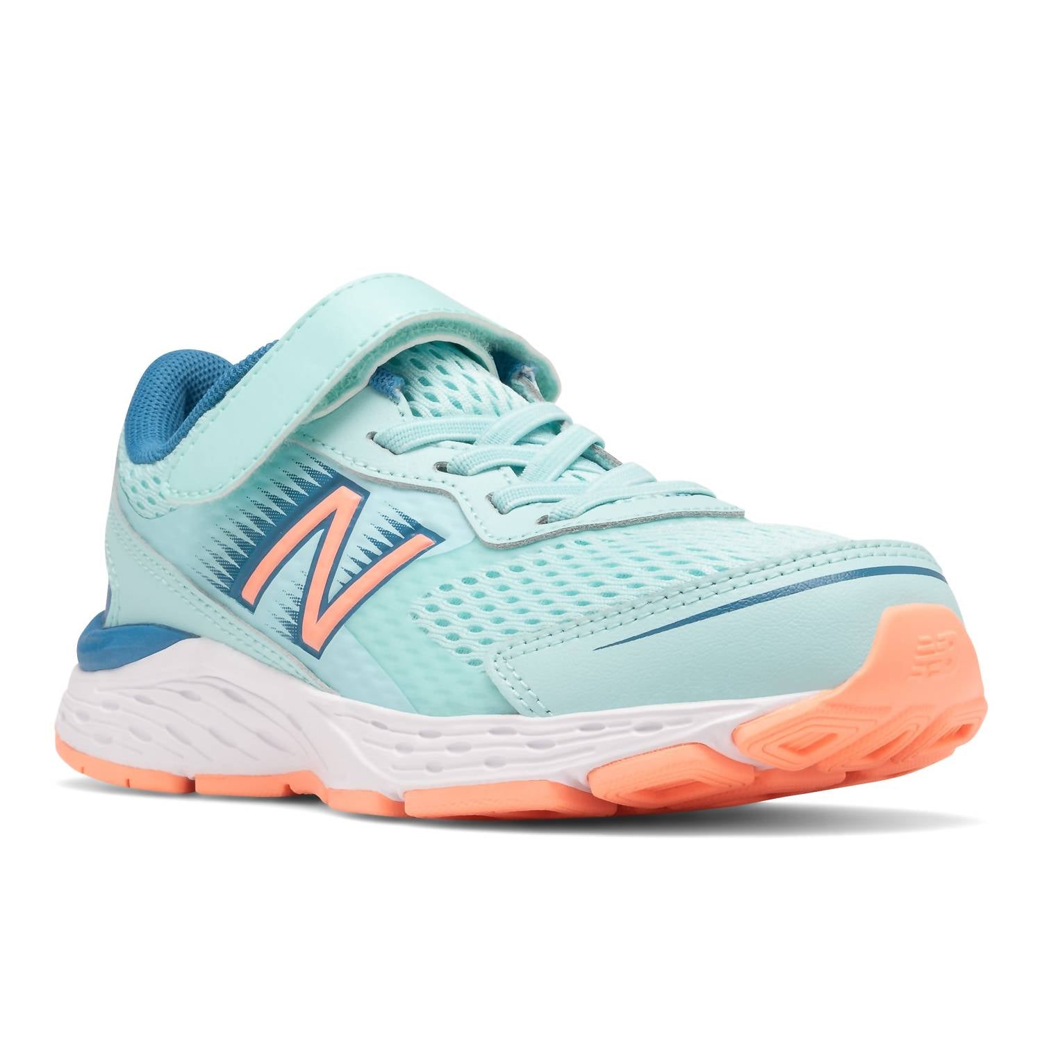 New Balance Little Kid's 680 Running Shoe in bali blue ginger pink - kids' sneaker