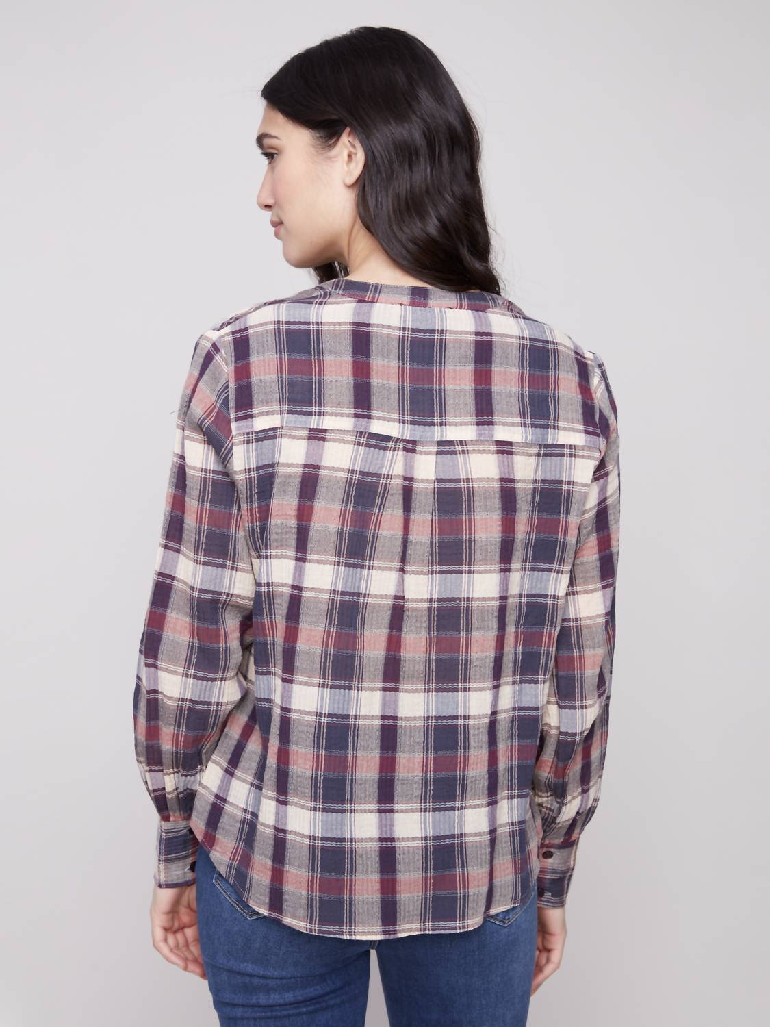 Charlie B - Textured Lightweight Plaid Button Up Shirt