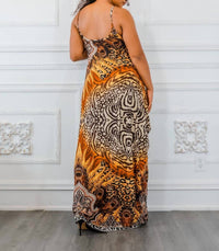 Surelymine - Circling Around Flow Multi Color Maxi Dress with Side Pockets