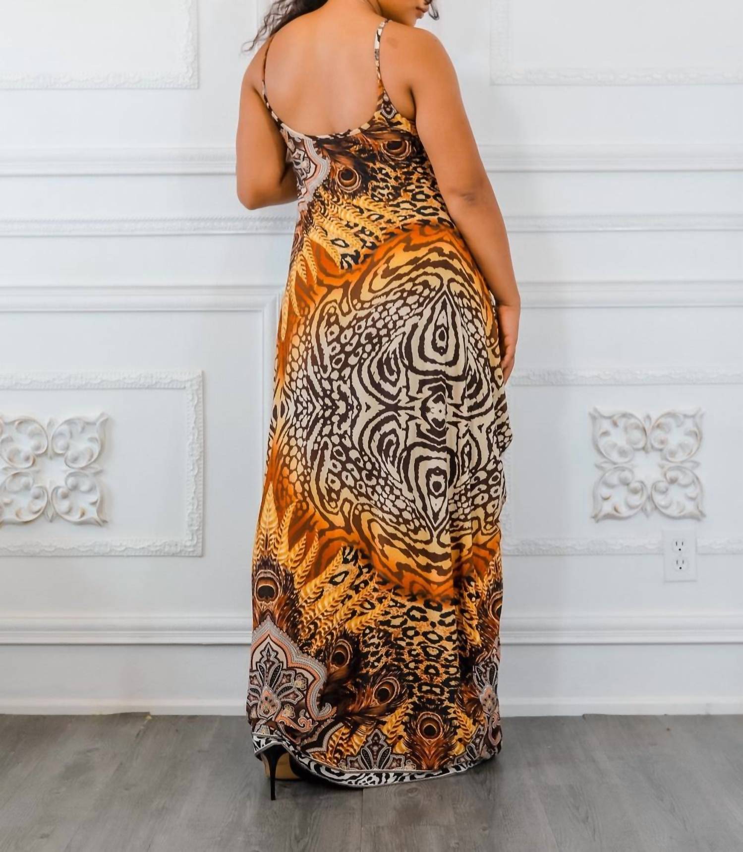 Surelymine - Circling Around Flow Multi Color Maxi Dress with Side Pockets