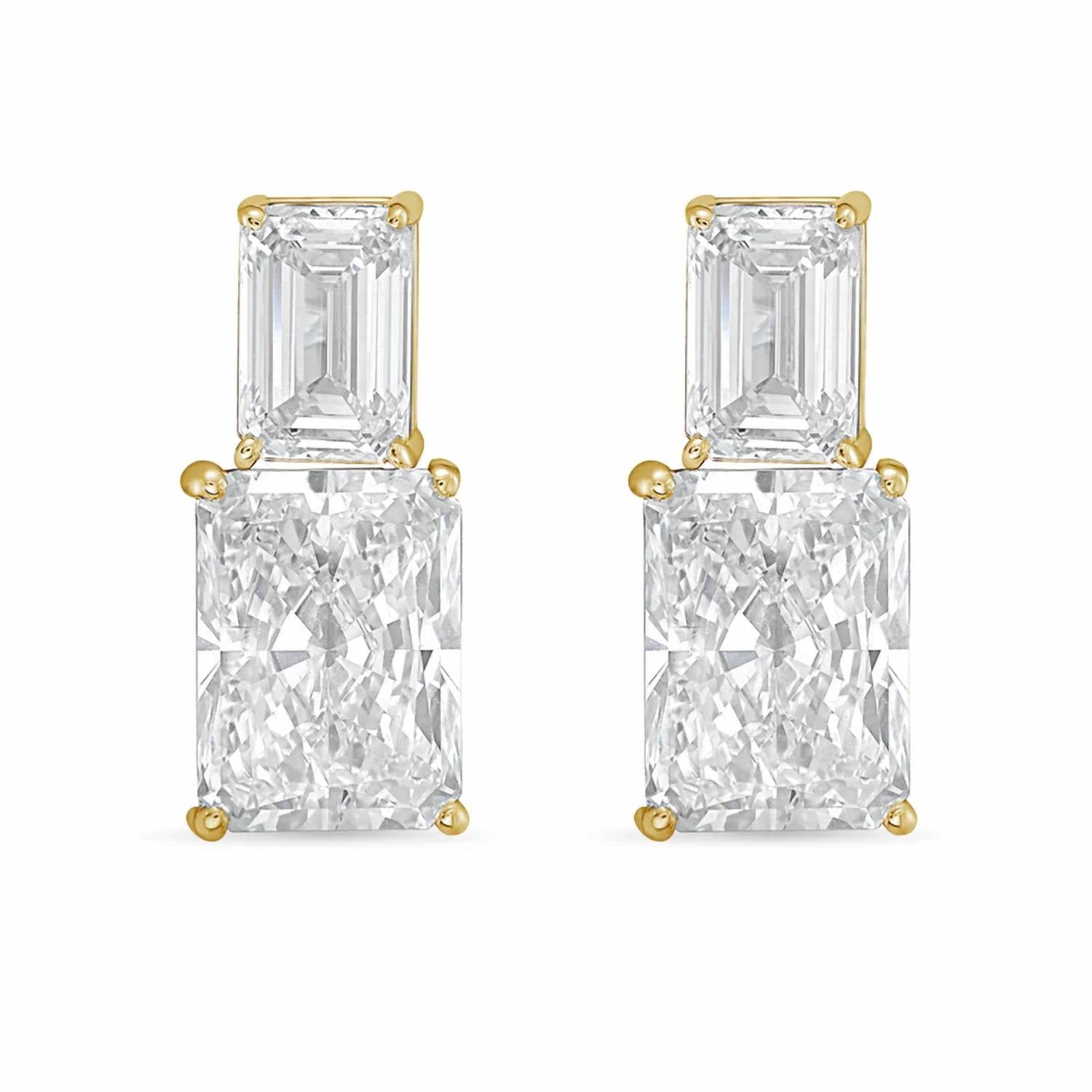 Diana M Jewels - Women's Emerald Lab-Grown Diamond Stud Earrings (3.00 Ct TCW) - Signature